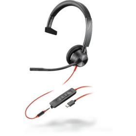 POLY Blackwire 3315 Kopfhörer Kabelgebunden Kopfband Büro Callcenter USB Typ-C Schwarz, Rot