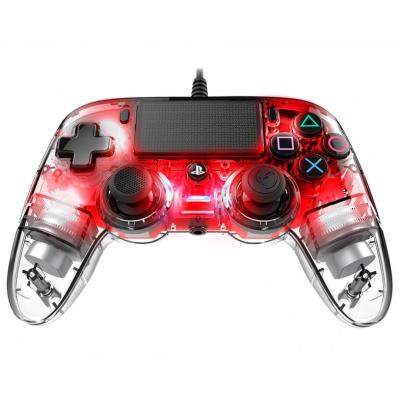 NACON PS4OFCPADCLRED Gaming-Controller Rot, Transparent USB Gamepad Analog   Digital PC, PlayStation 4