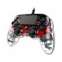 NACON PS4OFCPADCLRED mando y volante Rojo, Transparente USB Gamepad Analógico Digital PC, PlayStation 4