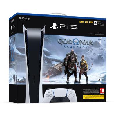 Sony PlayStation 5 Digital C Chassis + God of War Ragnarök 825 GB Wi-Fi Nero, Bianco
