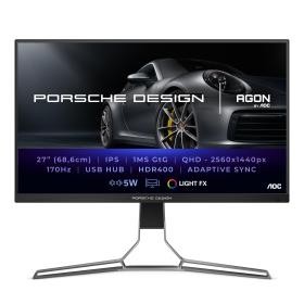 AOC Porsche PD27S LED display 68,6 cm (27 Zoll) 2560 x 1440 Pixel Quad HD LCD Schwarz, Grau