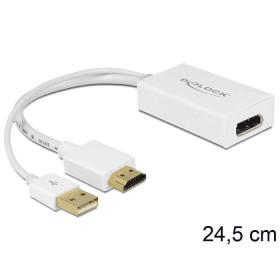 DeLOCK 62496 adaptador de cable de vídeo 0,245 m DisplayPort HDMI + USB Blanco