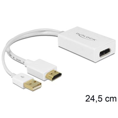 DeLOCK 62496 adaptador de cable de vídeo 0,245 m DisplayPort HDMI + USB Blanco