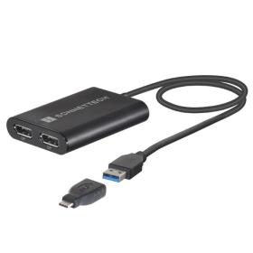 Sonnet USB3-DDP4K adaptador de cable de vídeo USB tipo A 2 x DisplayPort Negro