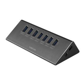 LogiLink UA0228 hub de interfaz USB 3.2 Gen 1 (3.1 Gen 1) Micro-B 5000 Mbit s Aluminio, Negro