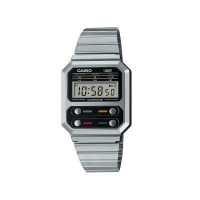 Casio A100WE-1AEF Uhr Armbanduhr Unisex Edelstahl Schwarz, Edelstahl