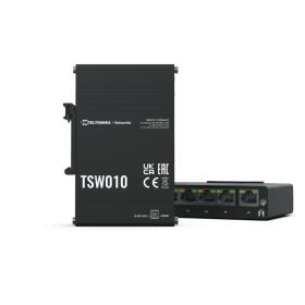 Teltonika TSW010 DIN Rain Switch 5 x Fast Ethernet (10 100) Connexion Ethernet, supportant l'alimentation via ce port (PoE) Noir
