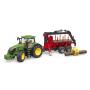 BRUDER John Deere 7R 350 with forestry trailer and 4 trunks