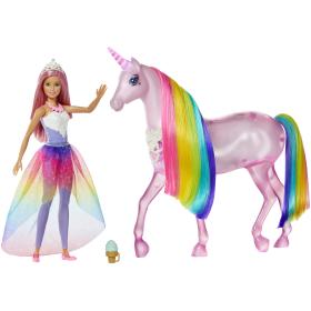 Barbie Dreamtopia Playset con Bambola e Unicorno Grande Che Si Illumina con Chioma da Pettinare, Giocattolo per Bambini 3+
