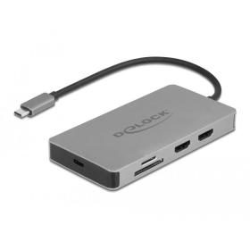 DeLOCK 87004 laptop-dockingstation & portreplikator Kabelgebunden USB 3.2 Gen 1 (3.1 Gen 1) Type-C Grau
