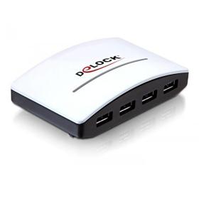 DeLOCK USB 3.0 External HUB 4 Port 5000 Mbit s Negro, Blanco