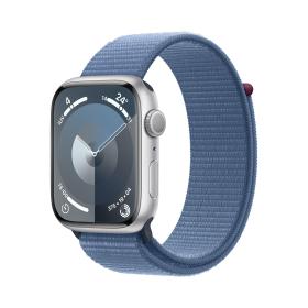 Apple Watch Series 9 GPS Cassa 45mm in Alluminio Argento con Cinturino Sport Loop Blu Inverno