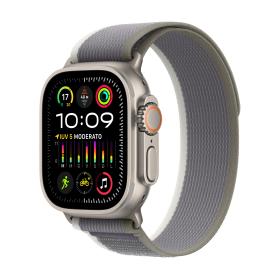 Apple Watch Ultra 2 GPS + Cellular, 49mm Titanium Case with Green Grey Trail Loop - S M