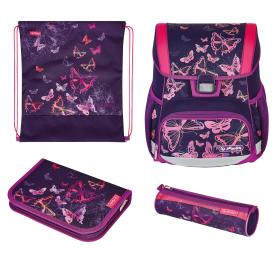 Herlitz Loop Plus Butterflies school bag set Girl Polyester Pink, Violet