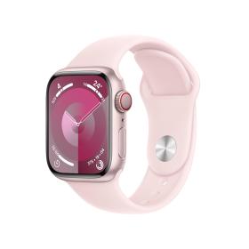 Apple Watch Series 9 GPS + Cellular 41mm Pink Aluminium Case with Light Pink Sport Band - S M