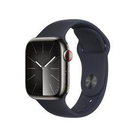 Apple Watch Series 9 GPS + Cellular Cassa 41m in Acciaio inossidabile Grafite con Cinturino Sport Band Mezzanotte - S M