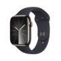 Apple Watch Series 9 GPS + Cellular Cassa 45m in Acciaio inossidabile Grafite con Cinturino Sport Band Mezzanotte - M L