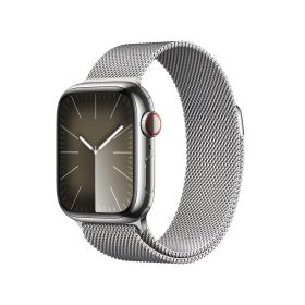 Apple Watch Series 9 GPS + Cellular Cassa 41mm in Acciaio inossidabile Argento con Cinturino Sport Loop Milanese