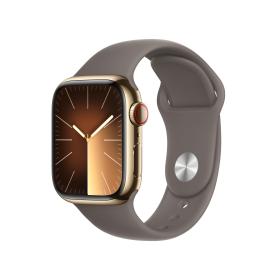Apple Watch Series 9 GPS + Cellular Cassa 41mm in Acciaio inossidabile Oro con Cinturino Sport Creta - M L