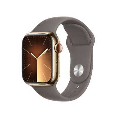 Apple Watch Series 9 GPS + Cellular 41mm Gold Stainless Steel Case with Clay Sport Band - S M
