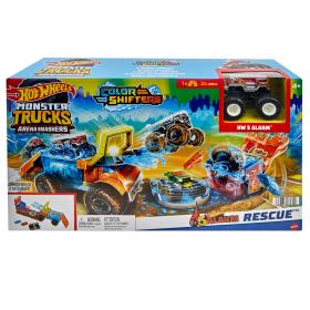 Hot Wheels Monster Trucks Arena Smashers Color Shifters 5-Alarm Rescu Playset