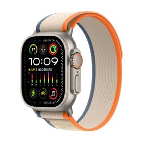 Apple Watch Ultra 2 GPS + Cellular, 49mm Titanium Case with Orange Beige Trail Loop - S M