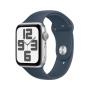 Apple Watch SE GPS 44mm Silver Aluminium Case with Storm Blue Sport Band - M L