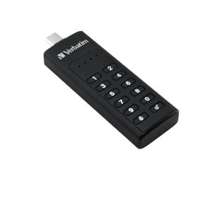Verbatim Keypad Secure - USB-C-Stick 128 GB - Datenspeicher mit Passwortschutz, inkl. USB-C zu USB-C-Verlängerungskabel -