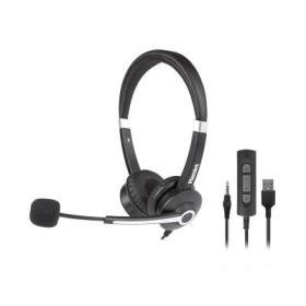 ▷ Hamlet HHEADM-UJS headphones/headset Wired Head-band Office/Call center USB Type-A Black | Trippodo