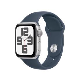 Apple Watch SE GPS 40mm Silver Aluminium Case with Storm Blue Sport Band - S M