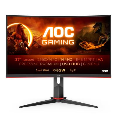 AOC G2 CQ27G2U BK Monitor PC 68,6 cm (27") 2560 x 1440 Pixel Quad HD LED Nero, Rosso