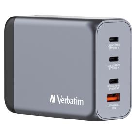 Verbatim GNC-200 GaN Charger 200W with 2 x USB-C PD 100W   1 x USB-C PD 65W   1 x USB QC 3.0 (EU UK US)