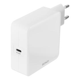 Deltaco USBC-AC140 Ladegerät für Mobilgeräte Laptop, Smartphone, Tablet Weiß AC Drinnen