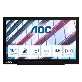 AOC 01 Series I1601P Monitor PC 39,6 cm (15.6") 1920 x 1080 Pixel Full HD LED Argento, Nero