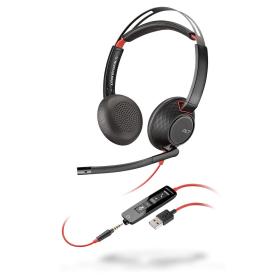 POLY Blackwire C5220 Kopfhörer Kabelgebunden Kopfband Büro Callcenter USB Typ-A Schwarz, Rot