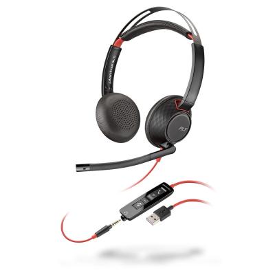 POLY Blackwire C5220 Kopfhörer Kabelgebunden Kopfband Büro Callcenter USB Typ-A Schwarz, Rot